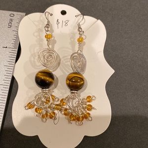 Tiger eyes and silver wire wrapped bracelet